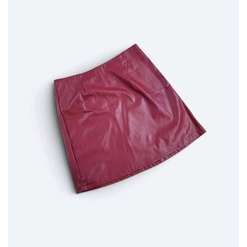 NWT Vintage Outer Edge Faux Leather Red Mini Skirt Deadstock Size 11 High Waist
